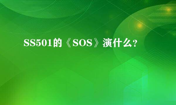 SS501的《SOS》演什么？