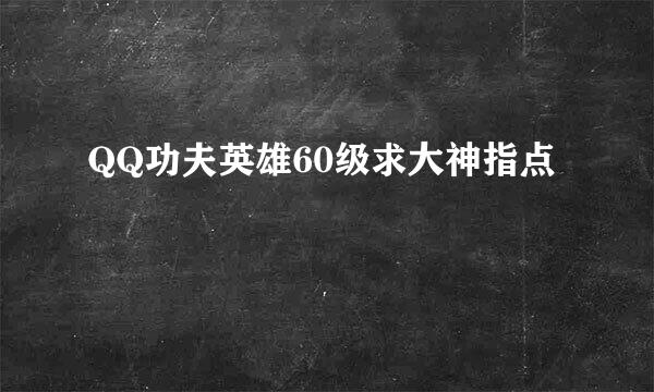 QQ功夫英雄60级求大神指点