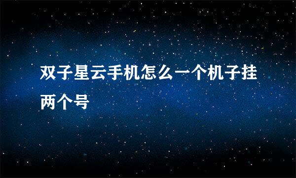 双子星云手机怎么一个机子挂两个号