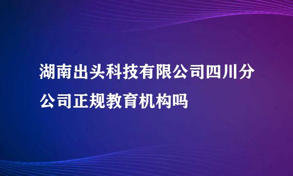 湖南出头科技有限公司四川分公司正规教育机构吗