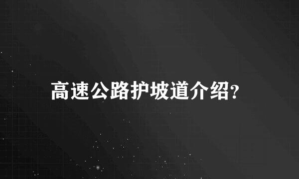 高速公路护坡道介绍？