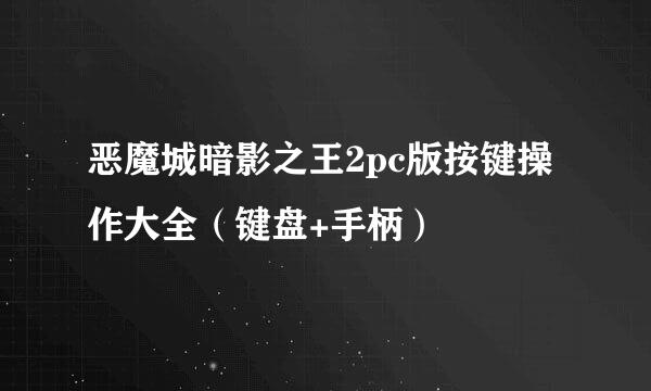 恶魔城暗影之王2pc版按键操作大全（键盘+手柄）