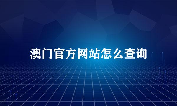 澳门官方网站怎么查询