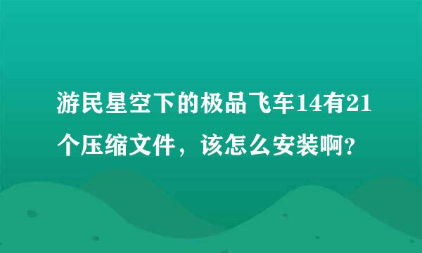 游民星空下的极品飞车14有21个压缩文件，该怎么安装啊？