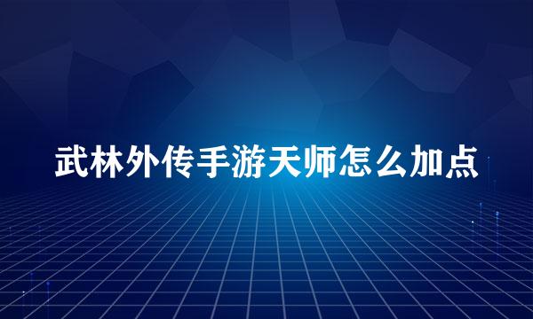 武林外传手游天师怎么加点