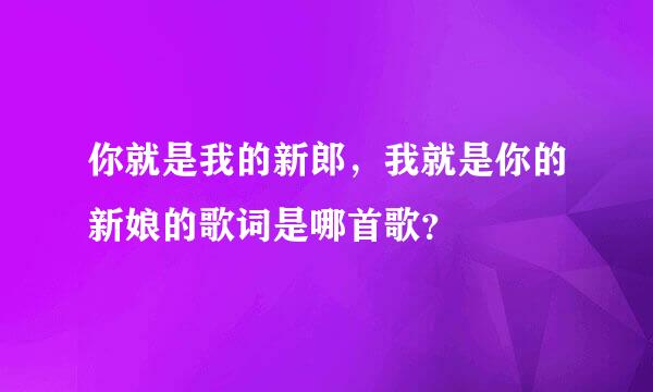 你就是我的新郎，我就是你的新娘的歌词是哪首歌？