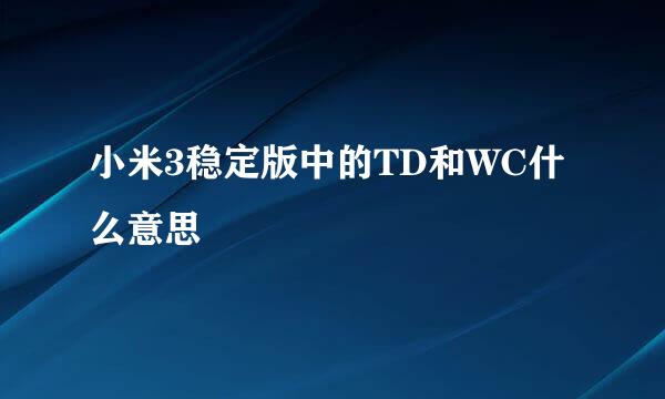 小米3稳定版中的TD和WC什么意思