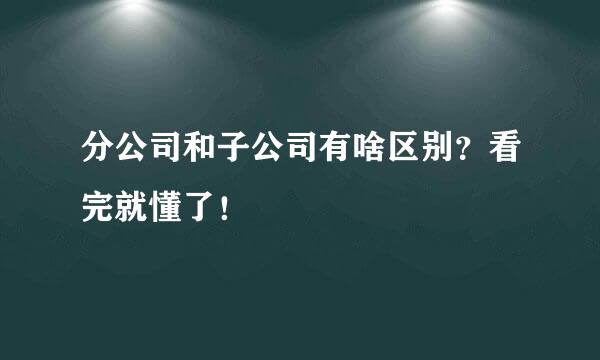 分公司和子公司有啥区别？看完就懂了！