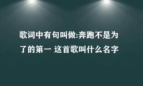 歌词中有句叫做:奔跑不是为了的第一 这首歌叫什么名字