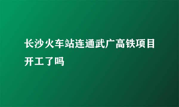 长沙火车站连通武广高铁项目开工了吗