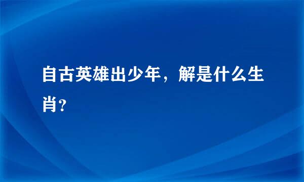 自古英雄出少年，解是什么生肖？