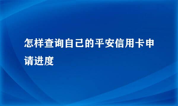 怎样查询自己的平安信用卡申请进度