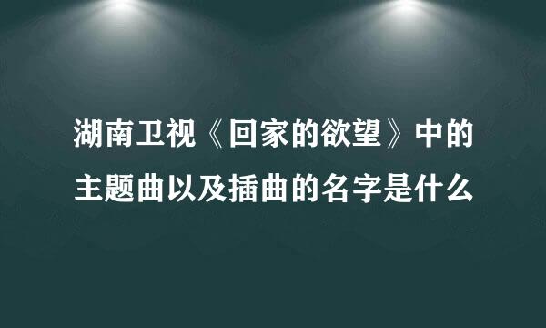 湖南卫视《回家的欲望》中的主题曲以及插曲的名字是什么