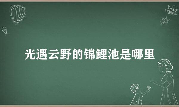 光遇云野的锦鲤池是哪里