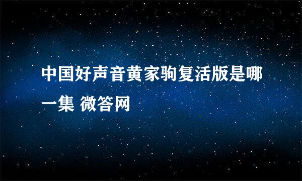 中国好声音黄家驹复活版是哪一集 微答网