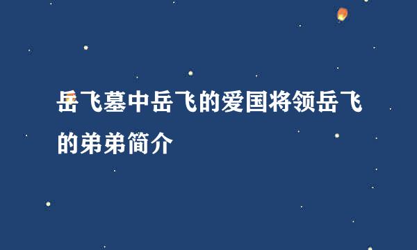 岳飞墓中岳飞的爱国将领岳飞的弟弟简介