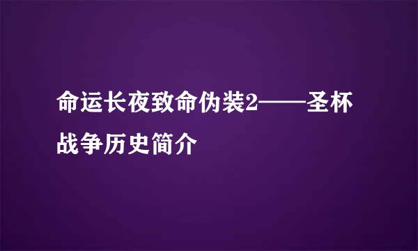 命运长夜致命伪装2——圣杯战争历史简介