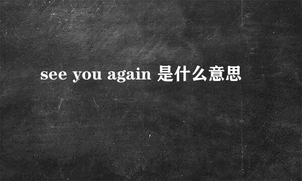 see you again 是什么意思