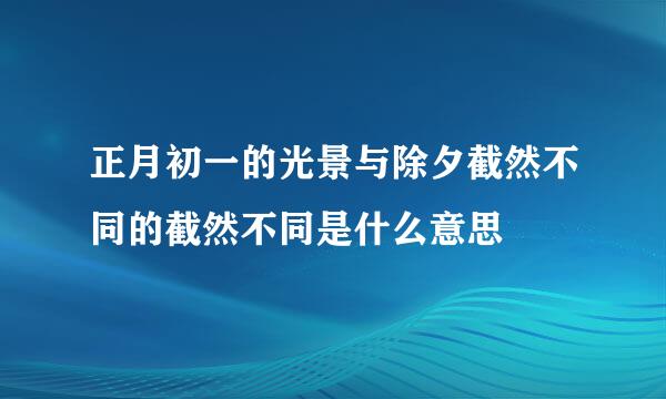 正月初一的光景与除夕截然不同的截然不同是什么意思