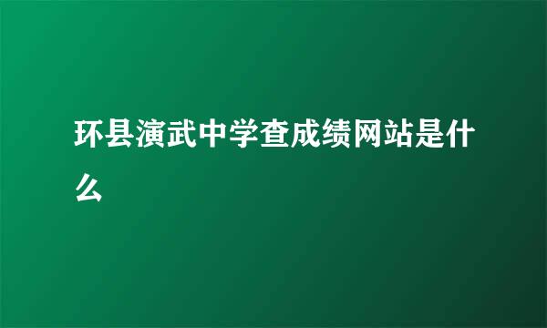 环县演武中学查成绩网站是什么