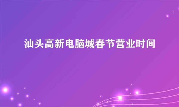 汕头高新电脑城春节营业时间