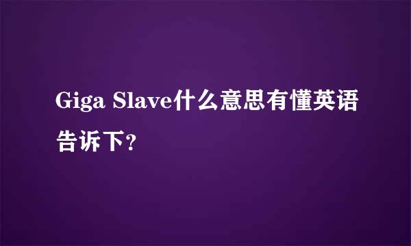 Giga Slave什么意思有懂英语告诉下？