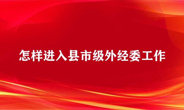 怎样进入县市级外经委工作