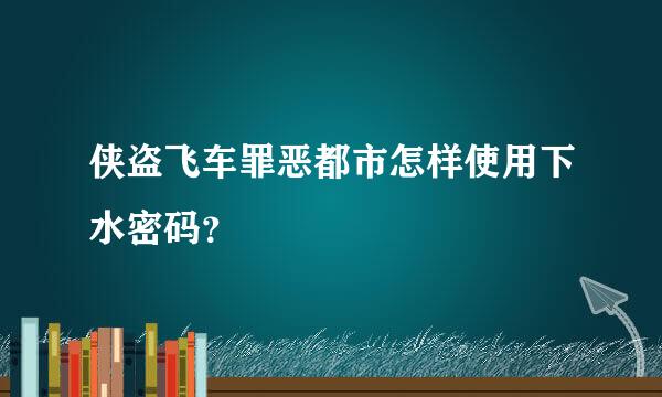 侠盗飞车罪恶都市怎样使用下水密码？