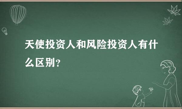 天使投资人和风险投资人有什么区别？