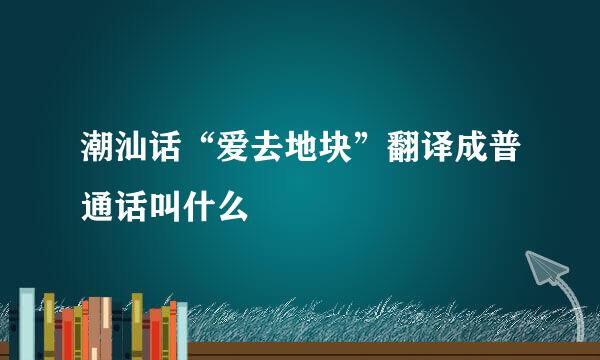 潮汕话“爱去地块”翻译成普通话叫什么