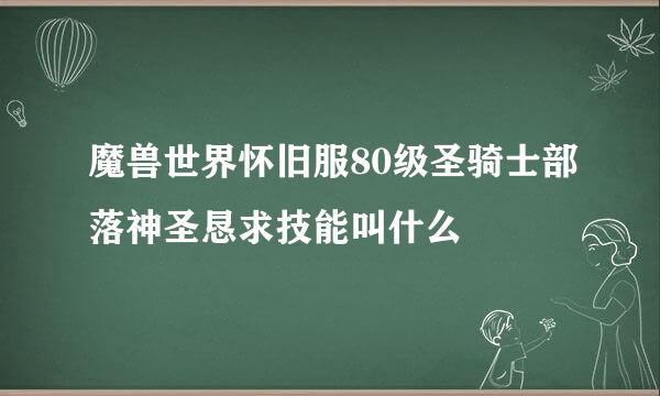 魔兽世界怀旧服80级圣骑士部落神圣恳求技能叫什么