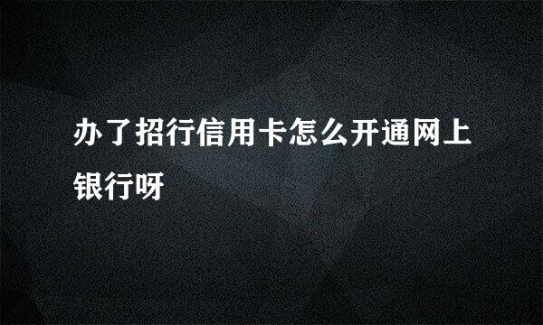 办了招行信用卡怎么开通网上银行呀