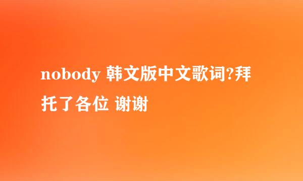 nobody 韩文版中文歌词?拜托了各位 谢谢