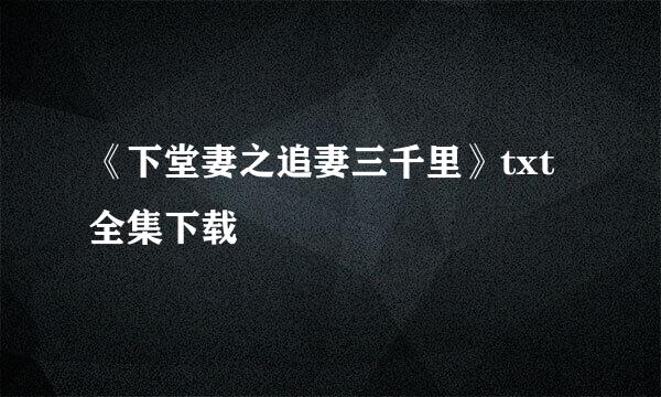 《下堂妻之追妻三千里》txt全集下载