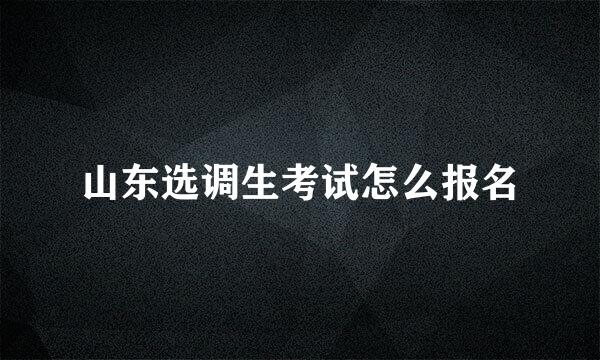 山东选调生考试怎么报名