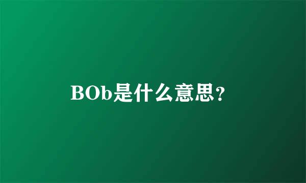 BOb是什么意思？