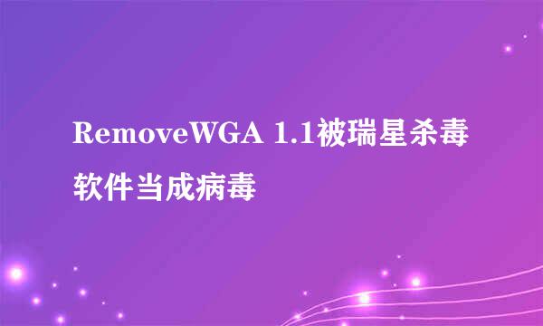 RemoveWGA 1.1被瑞星杀毒软件当成病毒