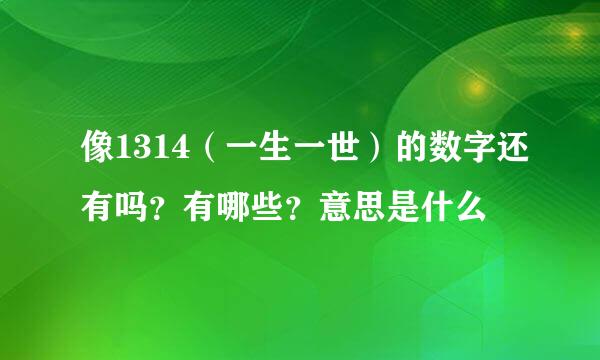 像1314（一生一世）的数字还有吗？有哪些？意思是什么