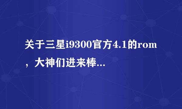 关于三星i9300官方4.1的rom，大神们进来棒棒帮忙啊