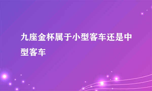 九座金杯属于小型客车还是中型客车