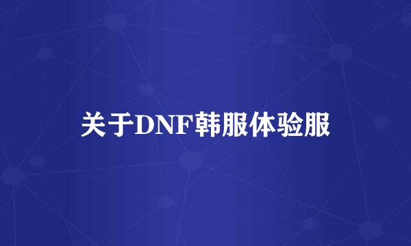 关于DNF韩服体验服