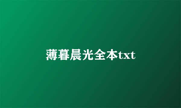 薄暮晨光全本txt