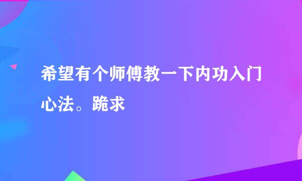 希望有个师傅教一下内功入门心法。跪求