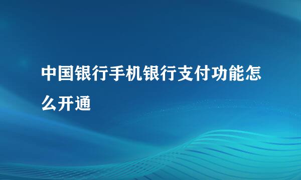 中国银行手机银行支付功能怎么开通