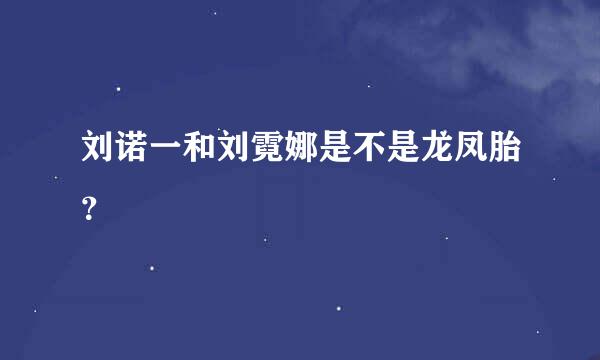 刘诺一和刘霓娜是不是龙凤胎？