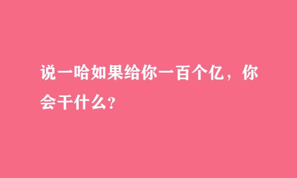 说一哈如果给你一百个亿，你会干什么？