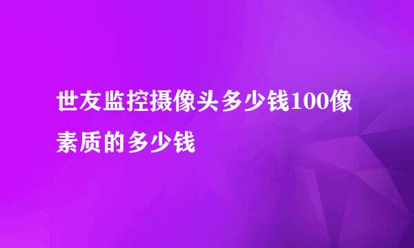 世友监控摄像头多少钱100像素质的多少钱