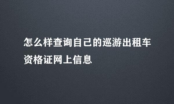 怎么样查询自己的巡游出租车资格证网上信息