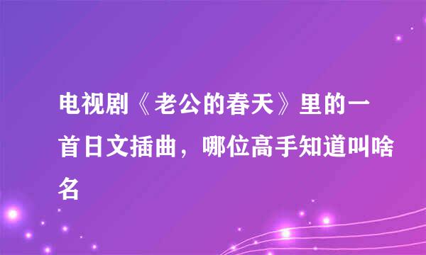 电视剧《老公的春天》里的一首日文插曲，哪位高手知道叫啥名