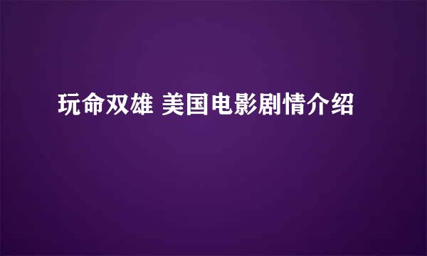 玩命双雄 美国电影剧情介绍